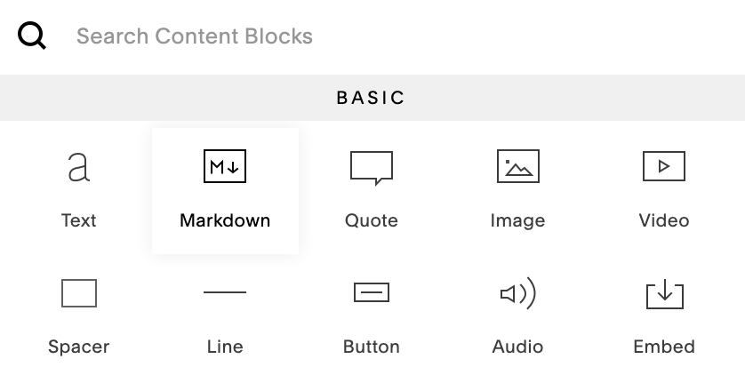 Squarespace Markdown block